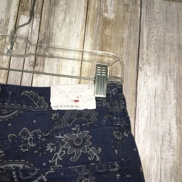 NWT WeWoreWhat Icon Paisley Straight Leg Jeans Night Sky Blue Size 27 - Picture 5 of 7